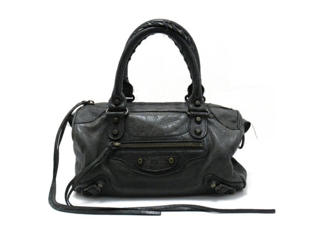 Balenciaga shoulder bag The Drum calfskin gray